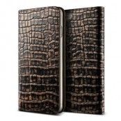 Verus Croco Äkta Läder Plånboksfodral till Apple iPhone 6(S) Plus - Gold