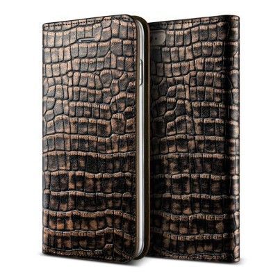 Verus Croco Äkta Läder Plånboksfodral till Apple iPhone 6(S) Plus - Gold