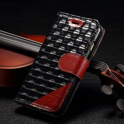 Woven Äkta Läder Plånboksfodral till Apple iPhone 6 - Brun/Svart
