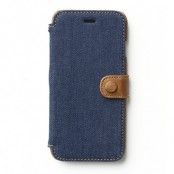 Zenus Denim Äkta Läder Plånboksfodral till Apple iPhone 6 - Blå