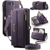 CASEME Konstläder Plånboksfodral till iPhone 7/8/6 Plus 5.5 tum Lila
