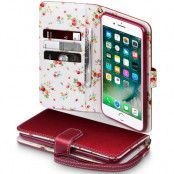 Floral Plånboksfodral till iPhone 7 Plus - Röd