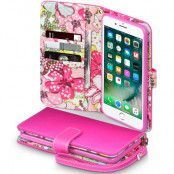 Floral Plånboksfodral till iPhone 7 Plus - Rosa