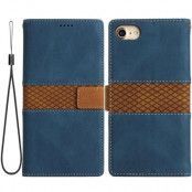 iPhone 7/8 Plus Plånbokfodral Grid PU-Läder - Blå