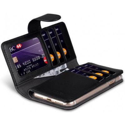 Melkco Plånboksfodral med många kortplatser till iPhone 7 Plus - Svart