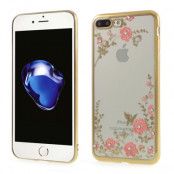Mobilskal med blommotiv till iPhone 7 Plus - Guld