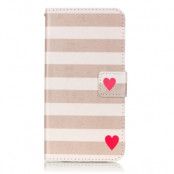 Plånboksfodral till iPhone 7/8 Plus - Ränder med Hjärtan
