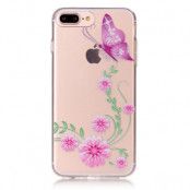 TPU Mobilskal iPhone 7 Plus - Rosa Fjäril