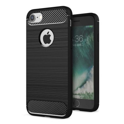 Carbon Fiber Brushed Mobilskal iPhone 7/8/SE 2020 - Svart