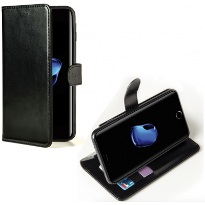 Celly Wallet Case - Piano Black Edition (iPhone 8/7)
