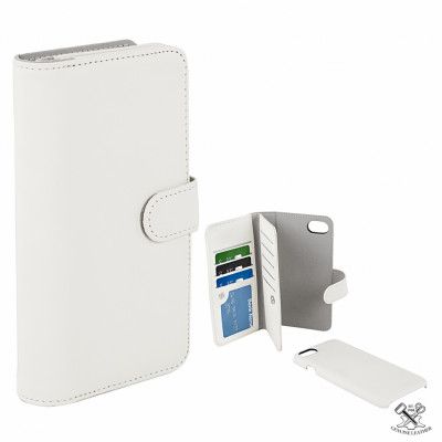 Champion Äkta Läder Dubbel Wallet iPhone 7/8 - Vit
