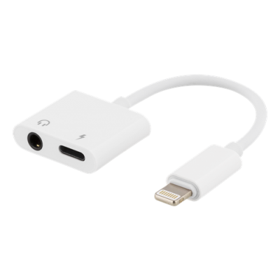 Epzi Lightning till 3,5 mm adapter, stödjer laddning och ljud, vit