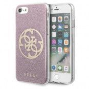 Guess iPhone 7/8/SE 2020 Skal Glitter 4G Circle Logo Rosa