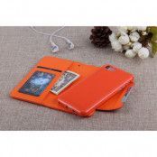 Litchi Detachable Plånboksfodral till iPhone 7 - Orange
