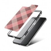 Fashion mobilskal till Apple iPhone 8 Plus - Rutig - Rosa/Grå