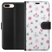 Plånboksfodral till Apple iPhone 8 Plus med Blommor och fjärillar