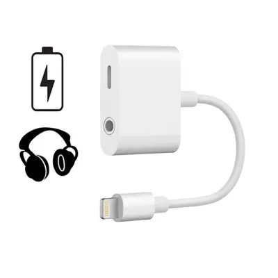 SiGN Lightning till 3.5mm Adapter 12W 10cm - Vit