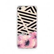 Skal till Apple iPhone 8 Plus - Stripes and flowers