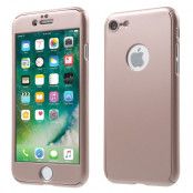 2-in-1 Heltäckande skal och Tempered Glass till iPhone 8/7 - Rose Gold