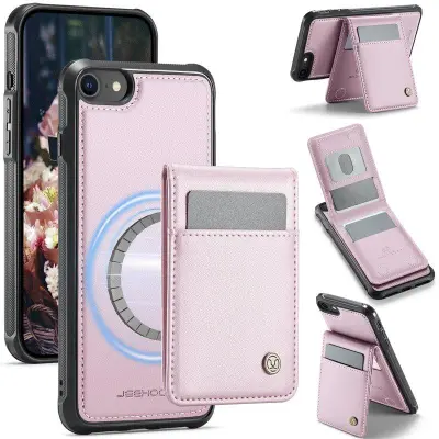 JEEHOOD J06 Läderfodral för iPhone 8/SE 2020/SE 2022 - Rosa