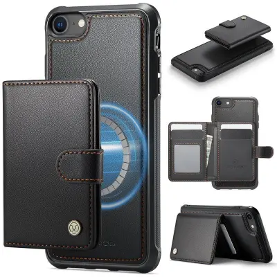 JEEHOOD J09 Fodral i Konstläder för iPhone 8/SE 2020/2022 - Svart