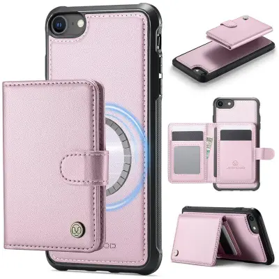 JEEHOOD J09 Fodral i Konstläder för iPhone 8/SE 2020/SE 2022 - Rosa