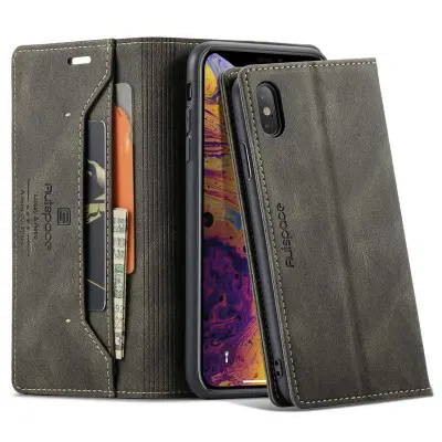 AUTSPACE A01 iPhone X / XS Plånboksfodral i Konstläder - Brun