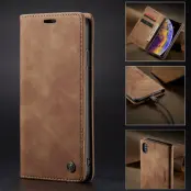 CASEME 013 Series Mobilskal till iPhone XS/X Retro Flip Läder Khaki