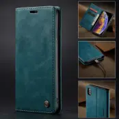 CASEME 013 Series Mobilskal till iPhone XS/X Retro Läder Blå