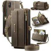CASEME Plånboksfodral för iPhone XS/X 5.8 tum Konstläder Brun