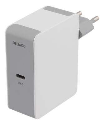 DELTACO USB C väggladdare, USB C port, 60 W, 1,5A Vit DELTACO USB C väggladdare, USB C port, 60 W, 1,5A Vit