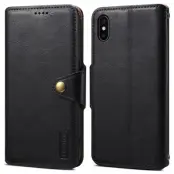 DENIOR iPhone X / XS Plånboksfodral Konstläder Kortfickor Svart