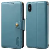 DENIOR iPhone X / XS Plånboksfodral Konstläder med kortfack - Blå