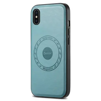 DENIOR iPhone X / XS Fodral MagSafe Kompatibel Läder Blå