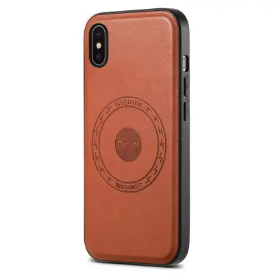 DENIOR iPhone X / XS Fodral MagSafe Kompatibel Läder - Brun