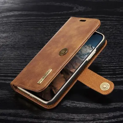DG.MING iPhone X/XS Plånboksfodral Äkta läder - Chockresistent Brun