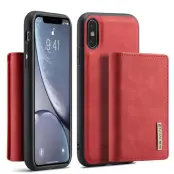 DG.MING M1 Series Plånboksfodral Konstläder med kickstand för iPhone X/XS Röd