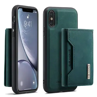 DG.MING M2 Series Magnetiskt Plånboksfodral Konstläder för iPhone X/XS - Grön