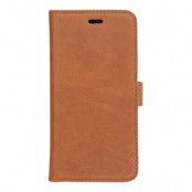 Essentials iPhone X/XS, Läder wallet avtagbar, ljus brun