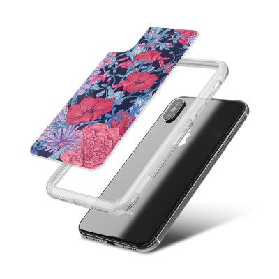 Fashion mobilskal till Apple iPhone X - Blommor - Svart