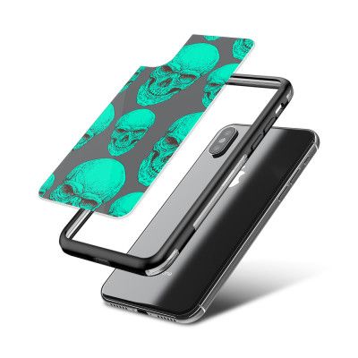 Fashion mobilskal till Apple iPhone X - Dödskallar - Turkos