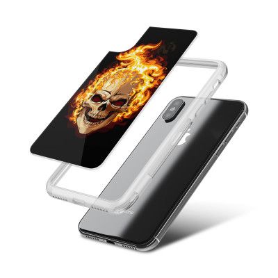 Fashion mobilskal till Apple iPhone X - Skull on fire