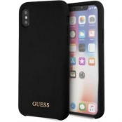 GUESS GOLD LOGO Silikonfodral för iPhone X/XS - Svart