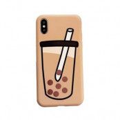iPhone X/XS Mobilskal Boba Milk Tea Silikon - Brun