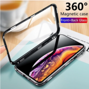 iPhone X|Xs Skal Magnetisk Metallram + Härdat Glas Heltäckande Fram och Bak