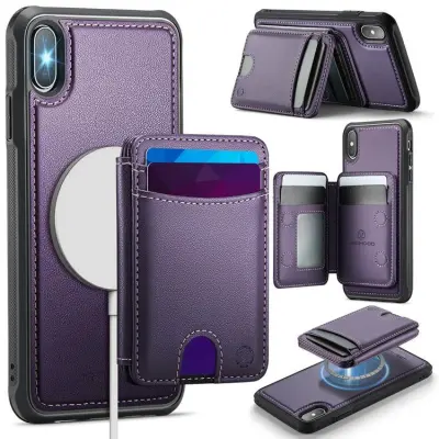 JEEHOOD iPhone X/XS Skal KonstLäder MagSafe - Lila