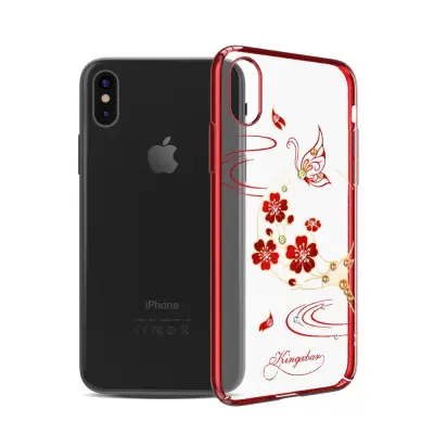 Kingxbar Skal Med Swarovski Stenar till iPhone XS / X - Plum Blossom