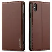 LC.IMEEKE L1 Series iPhone XS / X Plånboksfodral Konstläder - Brun