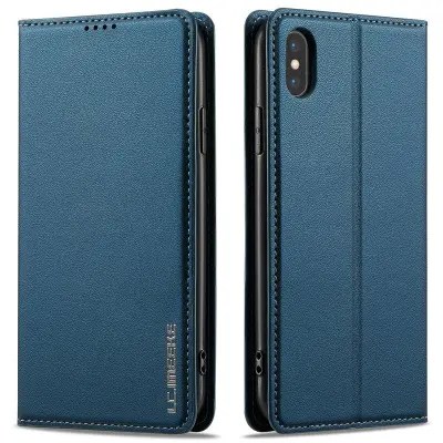 LC.IMEEKE L1 Series iPhone XS/X Plånboksfodral Konstläder - Blå