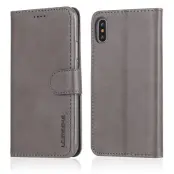 LC.IMEEKE Wallet Stand Mobilskal KonstLäder - Grå för iPhone X/10